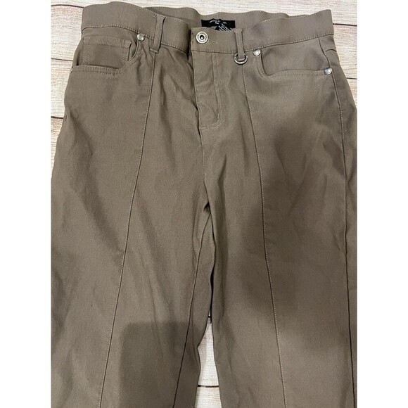 Simon Chang Denim Brown Stretch Business Office Crop Pants size 10 - Picture 2 of 8